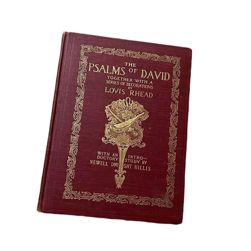 Antique 1900 Red Cloth The Psalms Of David Lovis Rhead gold letter  Book HC